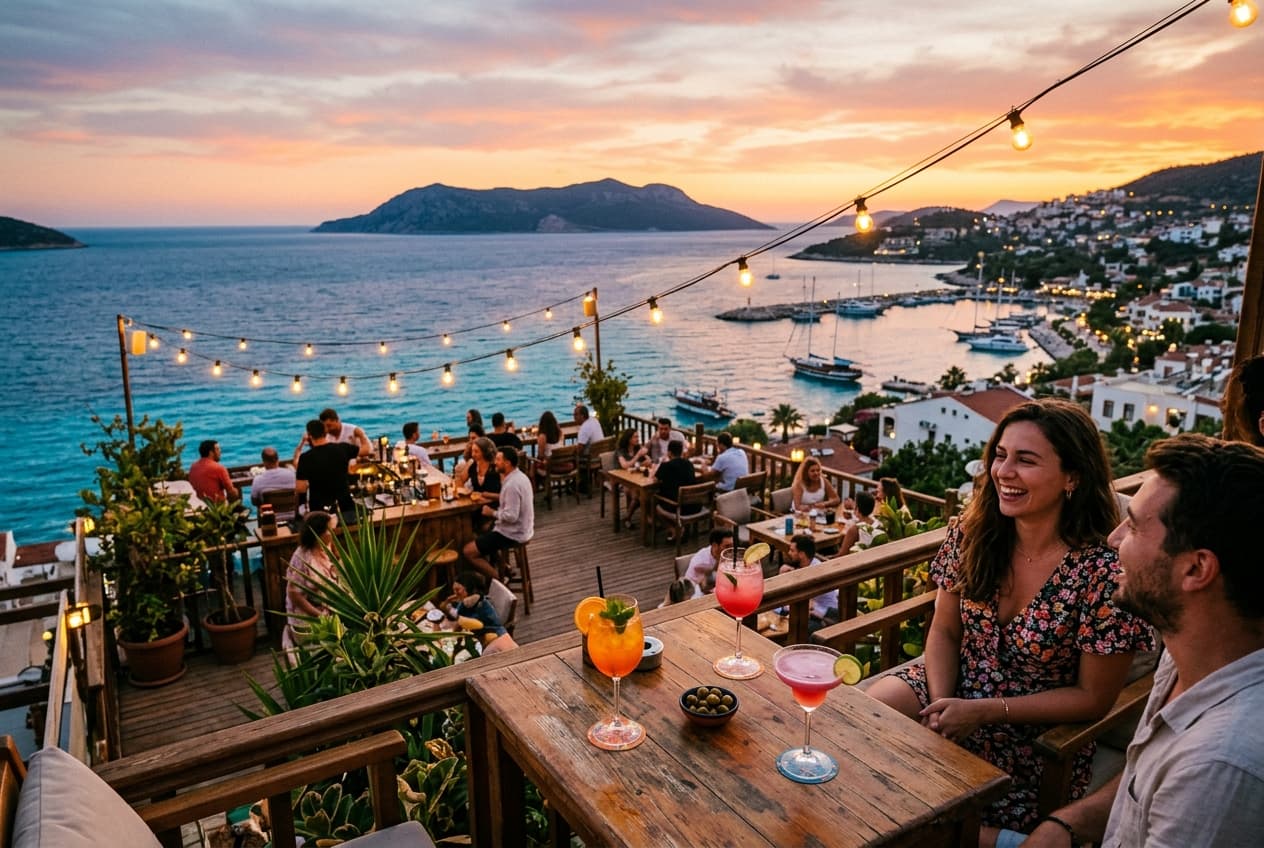 Dejavu Bar Kaş teras gün batımı